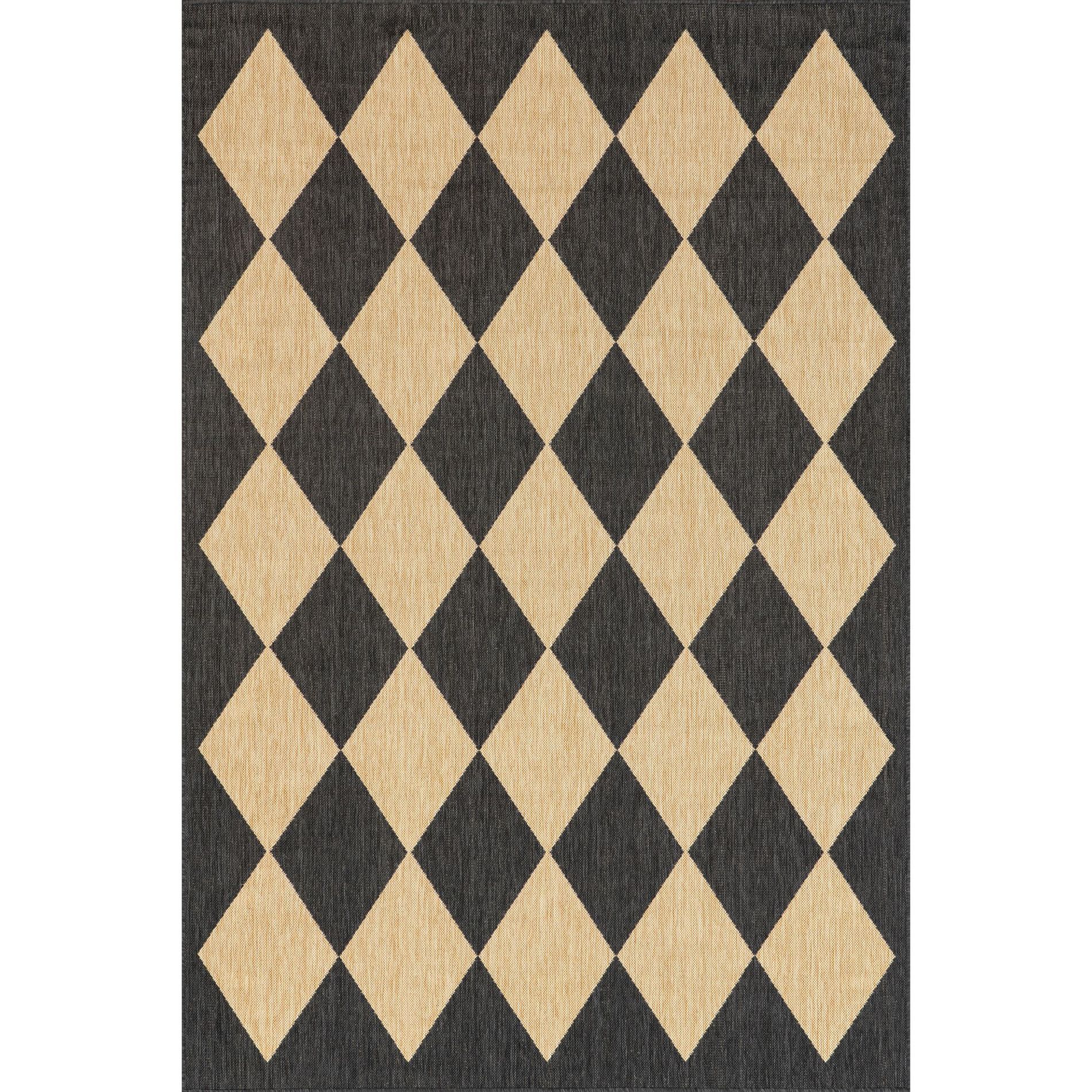 Nuloom Sabina Trellis 4x6 Indoor/Outdoor Area Rug for Living Room Patio Deck Front Porch Kitchen, Dark Grey/Ivory