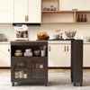 AEELLEEA Kitchen Island On Wheels with Extended Table MDF Rolling Kitchen Storage Cart 2 Fluted Glass Doors Side 3 Open Shelves Black - 3 of 4