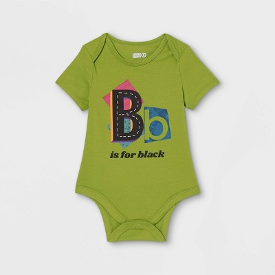 Black History Month Baby B Is For Black Bodysuit - Light Green Newborn