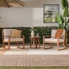 Saracina Home 3pc Modern Slat-Back Acacia Outdoor Conversation Set with Cushions 
 - 3 of 4