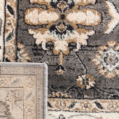 Elegant Gray Traditional Hand-Knotted 59" Synthetic Area Rug