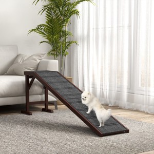 LAOTIES 74" Wooden Dog Ramp for Bed And Couch,Non-Slip Pet Ramp with Gentle Slope And Top Platform,Portable Design - 1 of 4