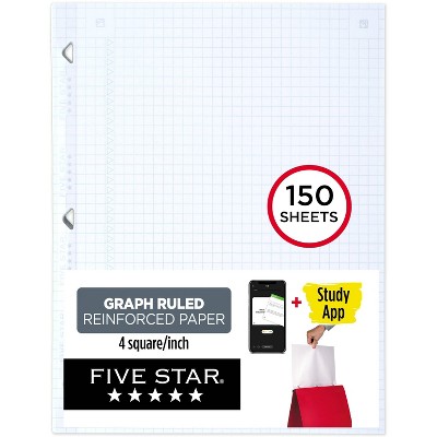 Five Star 150ct Graph Ruled Filler Paper Reinforced: 8.5 x 11 Inch Loose Leaf, White, Stationery & Office Supplies