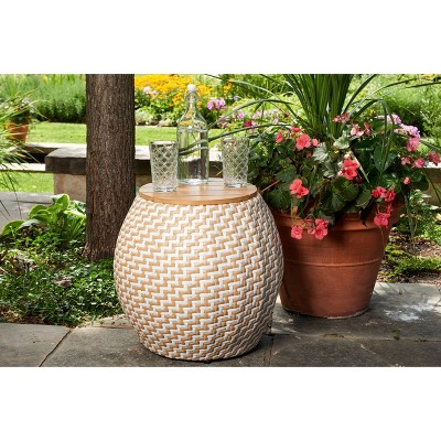 Amelia Chevron Outdoor Side Table with Storage - Haven Way