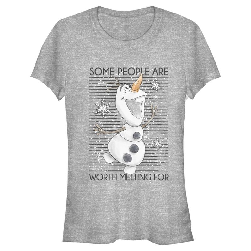 Juniors Womens Frozen Olaf Some People Are Worth Melting For T-Shirt, 1 of 4