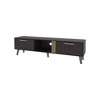 63" Melamine TV Stand with 2 Doors, Open Storage, Modern Conical Legs, Scratch-Resistant Surface, and Pneumatic Arms for Living Room and Bedroom - 2 of 4