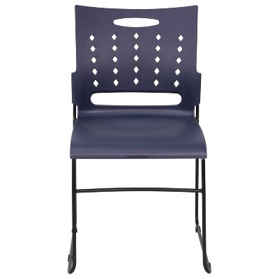 Navy Metal Ergonomic Stackable Chairs with Air-Vent Back, Set of 5