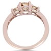 Pompeii3 1 1/2CT Morganite & Diamond 3-Stone Engagement Ring 14K Rose Gold - 2 of 4