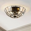 15.5" 2-Light Theo Farmhouse Rustic Iron/Glass LED Semi Flush Mount Oil Rubbed Bronze/Clear - JONATHAN Y: Kitchen Eco-Friendly LED Lighting - 2 of 4