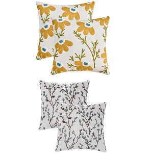 REGALWOVEN 4 Pcs Floral Embroidered Throw Pillow Cases for Sofa, Living Room 18" x 18" - 1 of 4