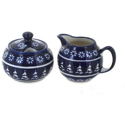 Blue Rose Polish Pottery Winter Nights Cream & Sugar Set