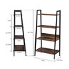 4-Tier Ladder Bookshelf Organizer, Rustic Brown Ladder Shelf for Home & Office, Wood Board & Metal Frame - 3 of 4