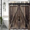 Paaaawaters 1pc Rustic Western Shower Curtain - Waterproof, Dark Brown Wooden Barn Door Design - 2 of 4