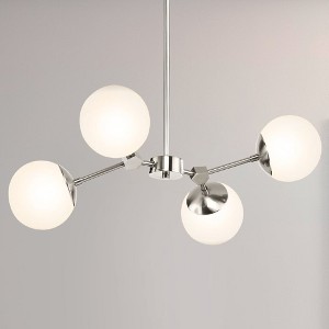 Urban Ambiance Luxury Minimalist Indoor Chandelier,  12''H x 16-1/2"W x 26-1/4''D,  Brushed Nickel Finish, UHP4620 - 1 of 4