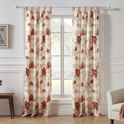 Wheatly Farmhouse Gingham Blackout Curtain Panels Pair 48" x 84" by Greenland Home Fashion