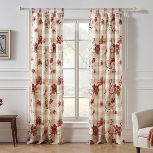 Wheatly Farmhouse Gingham Blackout Curtain Panels Pair 48" x 84" by Greenland Home Fashion - 1 of 4