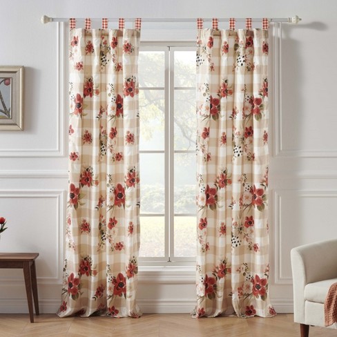 Wheatly Farmhouse Gingham Blackout Curtain Panels Pair 48