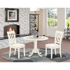 Round Dinette Set with Drop Leaf Table & 2 Linen Dining Chairs - White Finish - 2 of 4