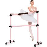 Costway 4ft  Portable Ballet Barre Freestanding Adjustable Double Dance Bar Pink
