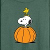 Women's - Peanuts - Snoopy Woodstock Pumpkin Lightweight French Terry Wide Neck Long Sleeve Shirt - 2 of 4