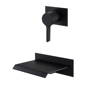 SUMERAIN Wall Mount Bathtub Faucet Matte Black Waterfall Tub Filler High Flow, with Rough-in Valve - 1 of 4
