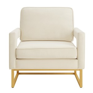 Velvet Accent Chair, Sofa Chair With Open Armrests, Metal Base, High Density Foam Modern Upholstered Sofa Chair For Living Room, Office, Waiting Room - 1 of 4