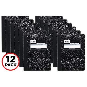 Mead Square Deal Composition Book, 3-Subject, Wide/Legal Rule, Black Cover, (100) 9.75 x 7.5 Sheets, 12/Pack