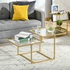 37.75" Tempered Glass Coffee Table with 2 Square Tabletops, Modern Living Room Coffee Table for Bedroom, Gold Metal Frame - 2 of 4
