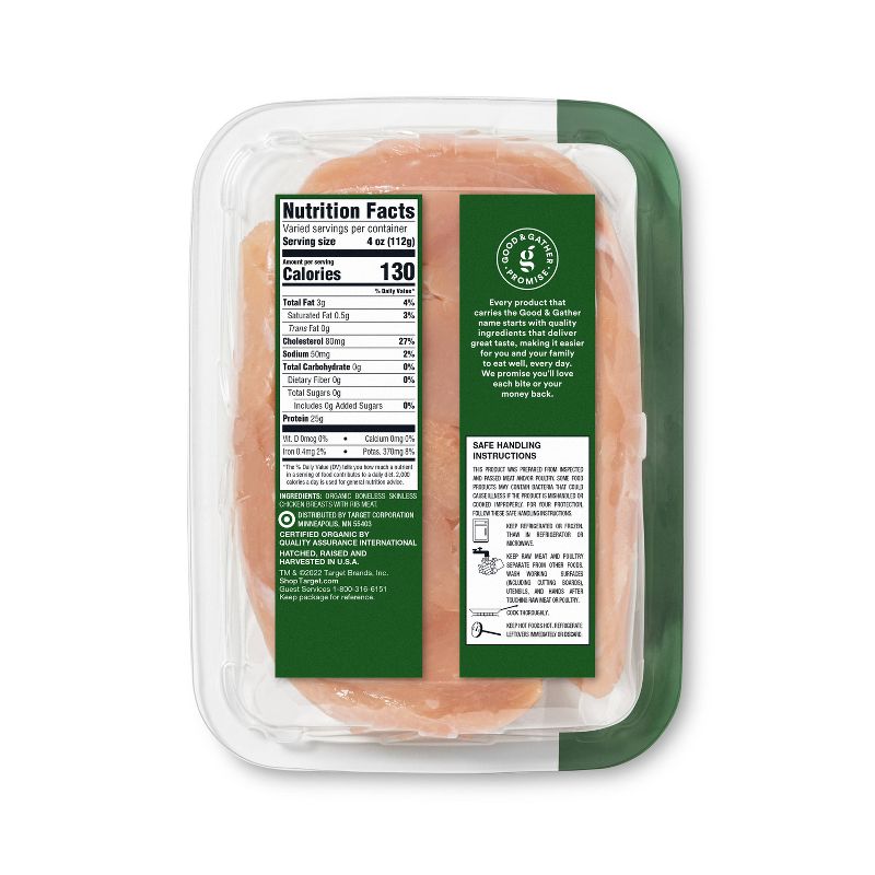 Organic Boneless Skinless NAE Chicken Breasts - 0.75-2.25 lbs - price per lb - Good &#38; Gather&#8482;, 4 of 5