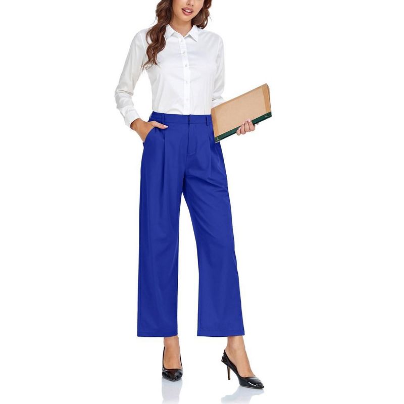 Women's Wide Leg Suit Pants Loose Fit High Elastic Waisted Business Casual Long Trousers Pant, 5 of 7