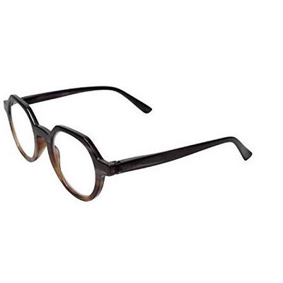 Calabria Elite Designer Reading Glasses R207A in Black Grey Stripes/Brown Demi