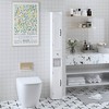 Racxily White Wood Bathroom Storage Cabinet ,2 Doors & Retro-Modern Design for Kitchen/Living Room - 4 of 4
