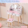 Angel Sar 24.6Inch Kids Vanity Set, White and Pink Crown Theme Dressing Table with 4 Drawers, Childrens Dresser with Mirror - 3 of 4