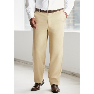 KingSize Classic Fit Wrinkle-Free Expandable Waist Plain Front Pants