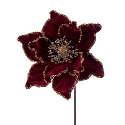 Vickerman 17" Gold Edge Poinsettia Stem