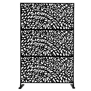 Kozyard Powder Coated Galvanized Steel Privacy Screen 74''H x 47.2 ''W Decorative Fence with Stand - 1 of 4