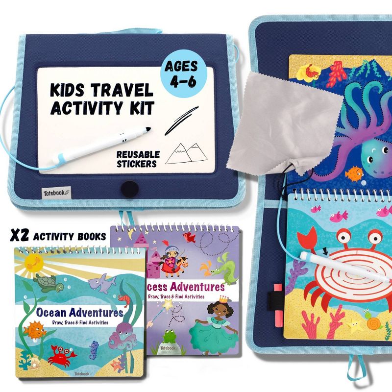 Totebook Kids&#39; Travel Dry Erase Activity Kit - Ocean + Princess, 1 of 8