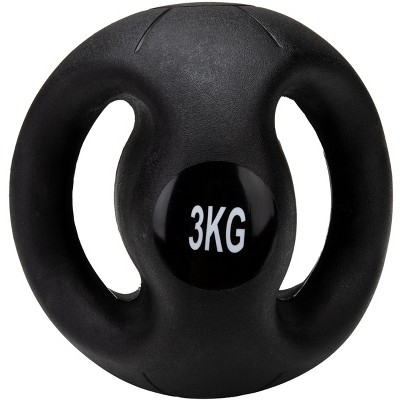 Mind Reader Medicine Ball with Handles, Black, 3 kg, 6.6 lb.