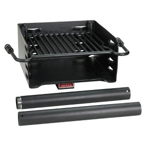 Pilot Rock H-16 B6X2 Park Style Heavy Duty Steel Outdoor BBQ Charcoal Grill with Cooking Grate & 360 Degree Swivel Post for Camping or Backyard, Black - 1 of 4