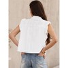 INSPIRE CHIC Women's Summer Button Up Collared Cap Sleeve Ruffle Casual Top Blouses - 3 of 4