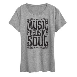 Women's - Instant Message - Music Feeds My Soul Short Sleeve Graphic T-Shirt - 1 of 4