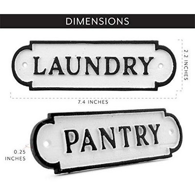 Rustic Cast Iron Door Plaques Set in Black and White