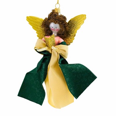 Italian Ornaments 6.0 Inch Gold Nativity Light Angel W Hymn Book European Heirloom Tree Ornaments