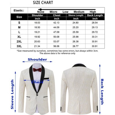 YesFashion Men's Paisley Tuxedo Jacket Shawl Lapel One Button Suit Jacket Floral Blazer for Dinner Wedding Prom Party White XXL — фото 3