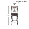 55 Downing Street Kayden Metal Swivel Bar Stools Set of 2 Brown 25" High Traditional Round Cushion with Backrest Footrest for Kitchen Counter Height - 4 of 4