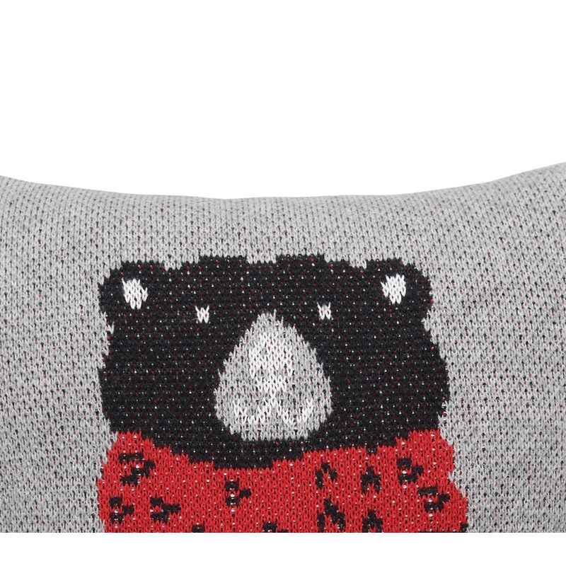 C&F Home 10" x 10" Winter Black Bear Wearing Red Scarf on Gray Background Cotton Knit Petite Accent Throw Pillow, 2 of 5