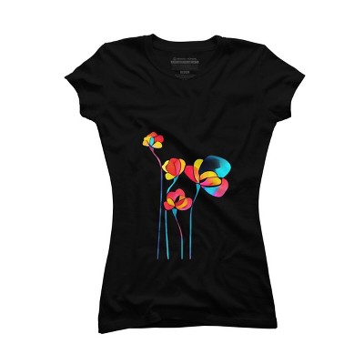 Junior's Design By Humans Abstract Flowers By jirkasvetlik T-Shirt