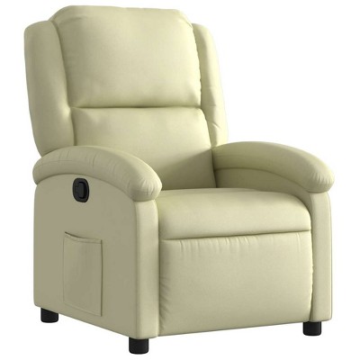 vidaXL Manual Recliner Chair, Adjustable Backrest/ Footrest, Cream Real Leather