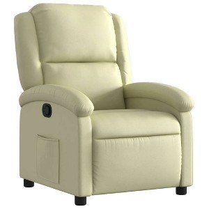 vidaXL Manual Recliner Chair, Adjustable Backrest/ Footrest, Cream Real Leather - 1 of 4