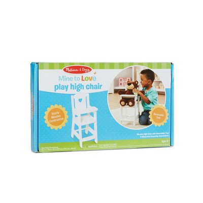 White Wooden Play High Chair for Dolls and Stuffed Animals